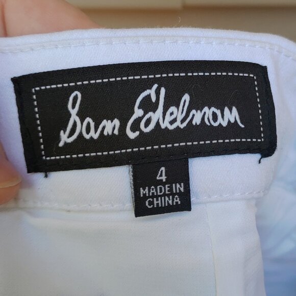 Sam Edelman White Mini Skirt Blue Embroidered Print Beading Short - Picture 9 of 12